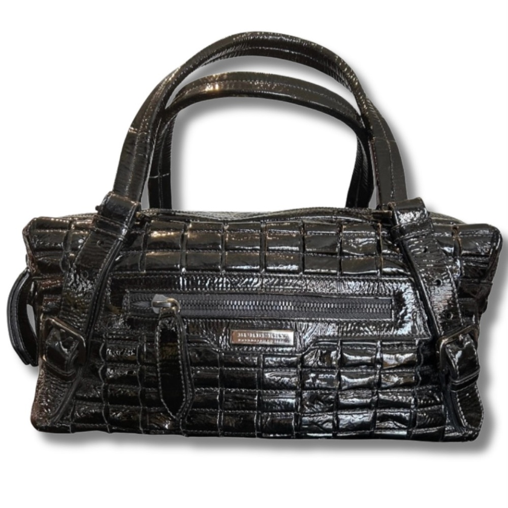 Genuine Burberry Prorsum Lowry Patent Leather Tote Handbag